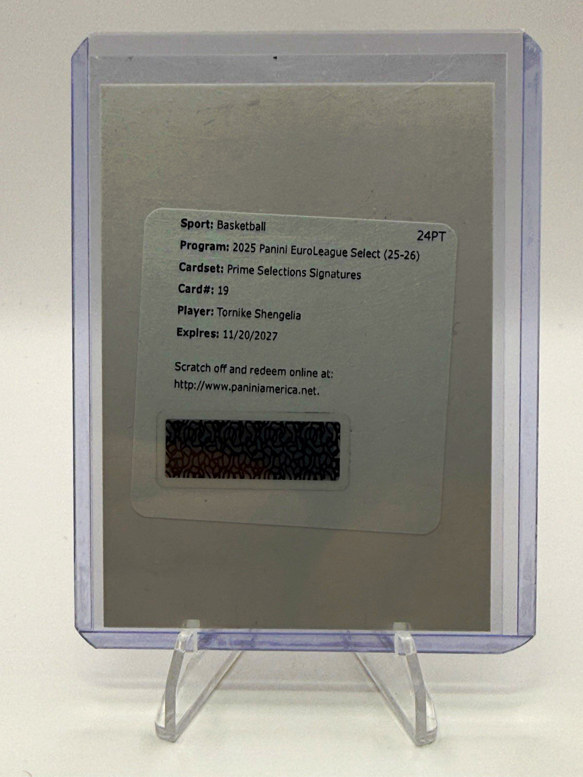 Panini 2025-26 EuroLeague Select Tornike Shengelia Prime Selections Auto #19 /99