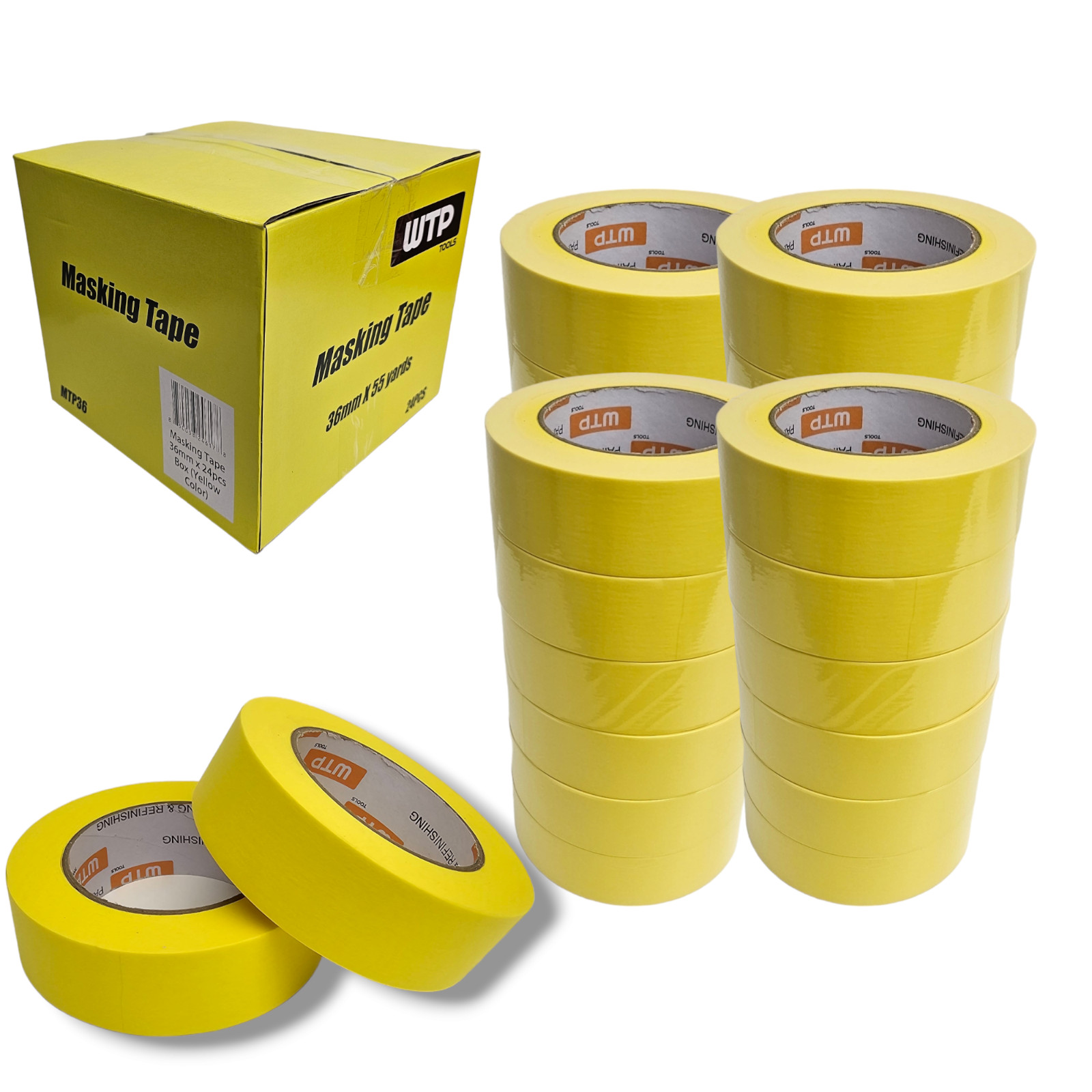 Masking Tape BOX Automotive Grade Yellow WTP Tools 3/4