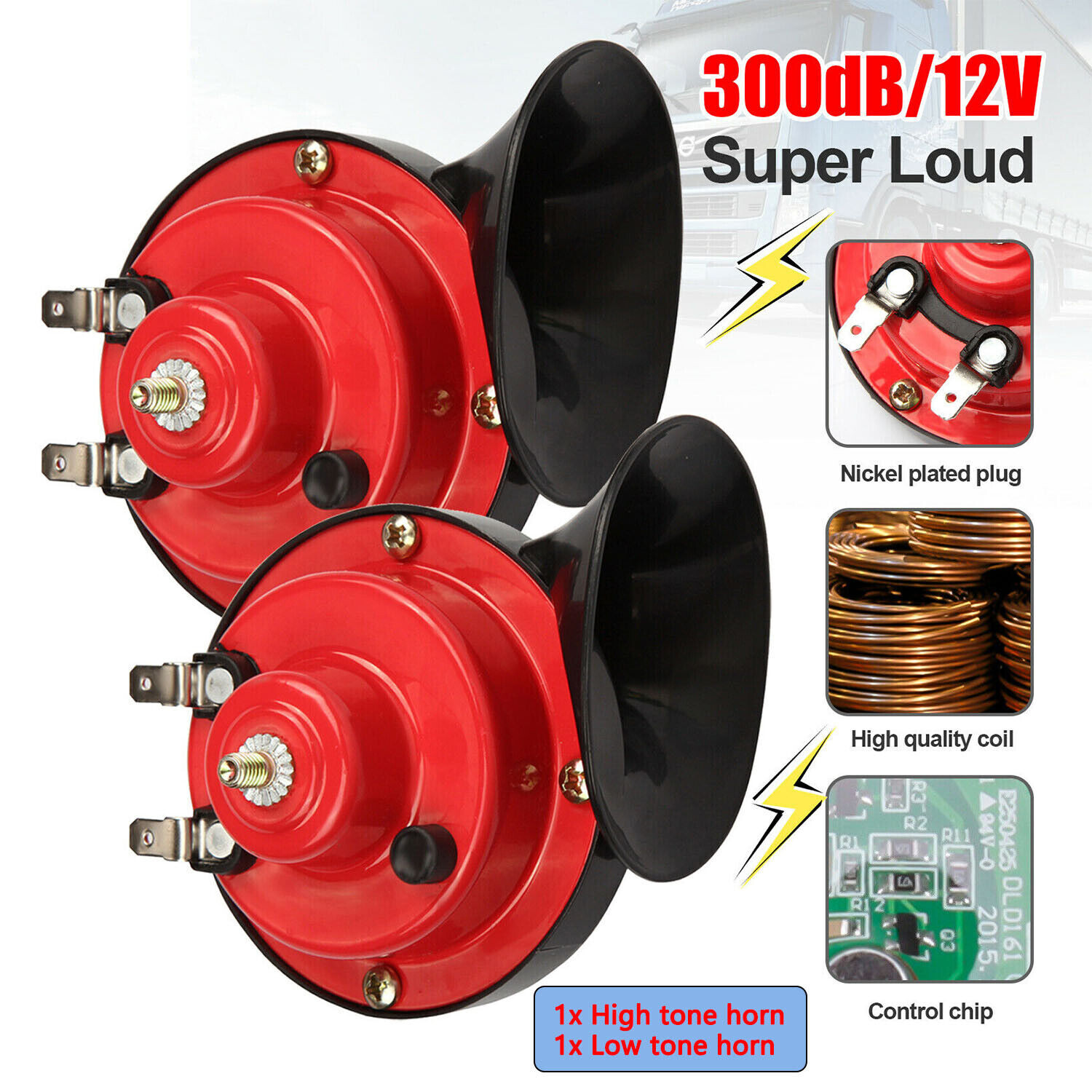 2pcs 300DB 12V Super Snail Air Train Horn For Truck Car Boat Motorcycle 2pcs 300DB 12V Super Snail Air Train Horn For Truck Car Boat Motorcycle
