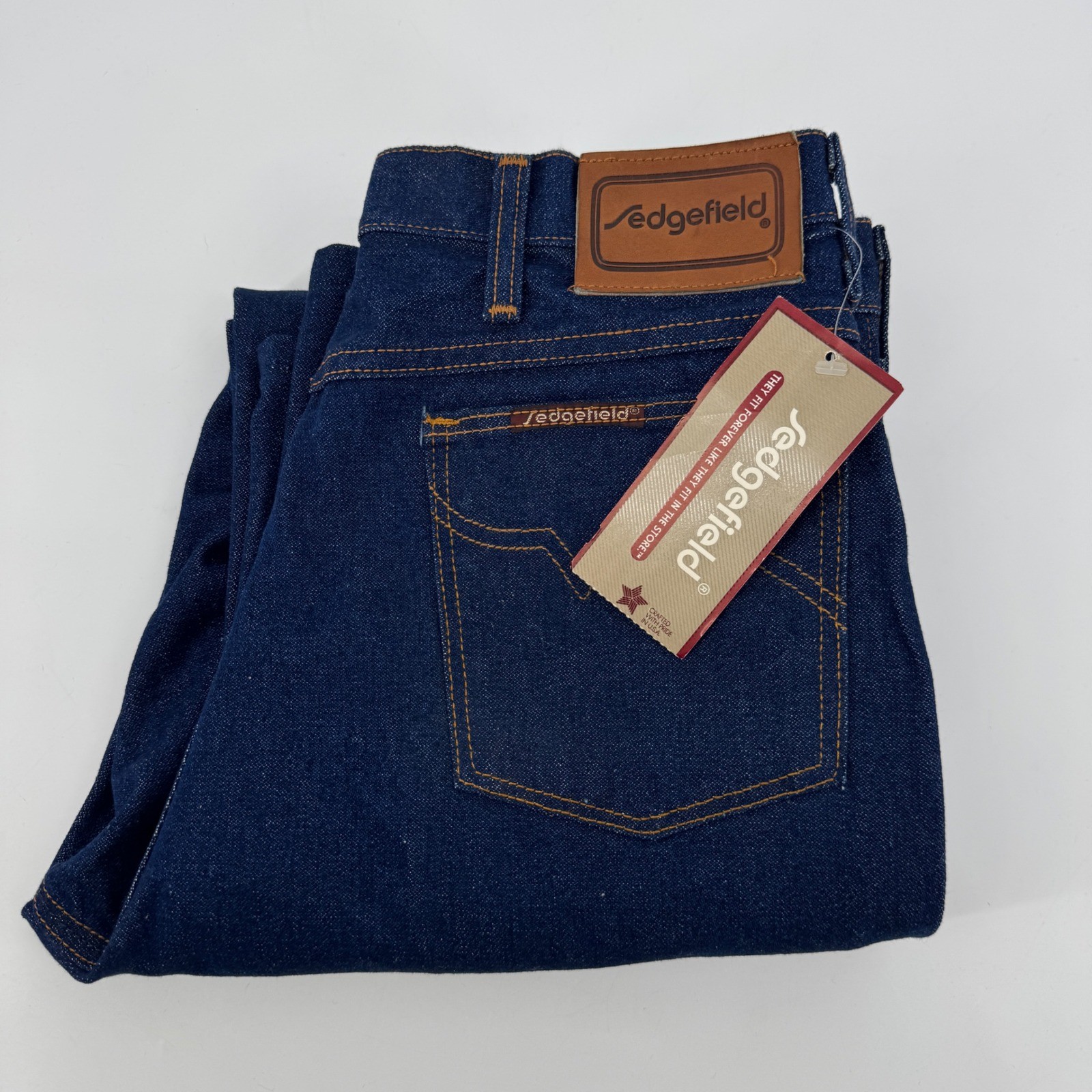 Vintage Sedgefield Jeans Mens 36x34 Dark Wash Indigo Comfort Cut Made in USA NWT