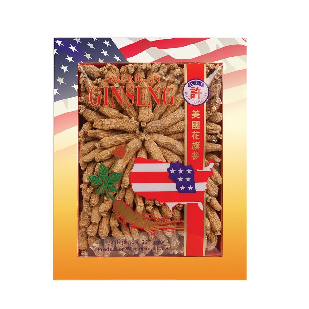 Hsu's SKU 0135-8 Half Short Small 2 Wisconsin American Ginseng Roots 8 Oz Tea