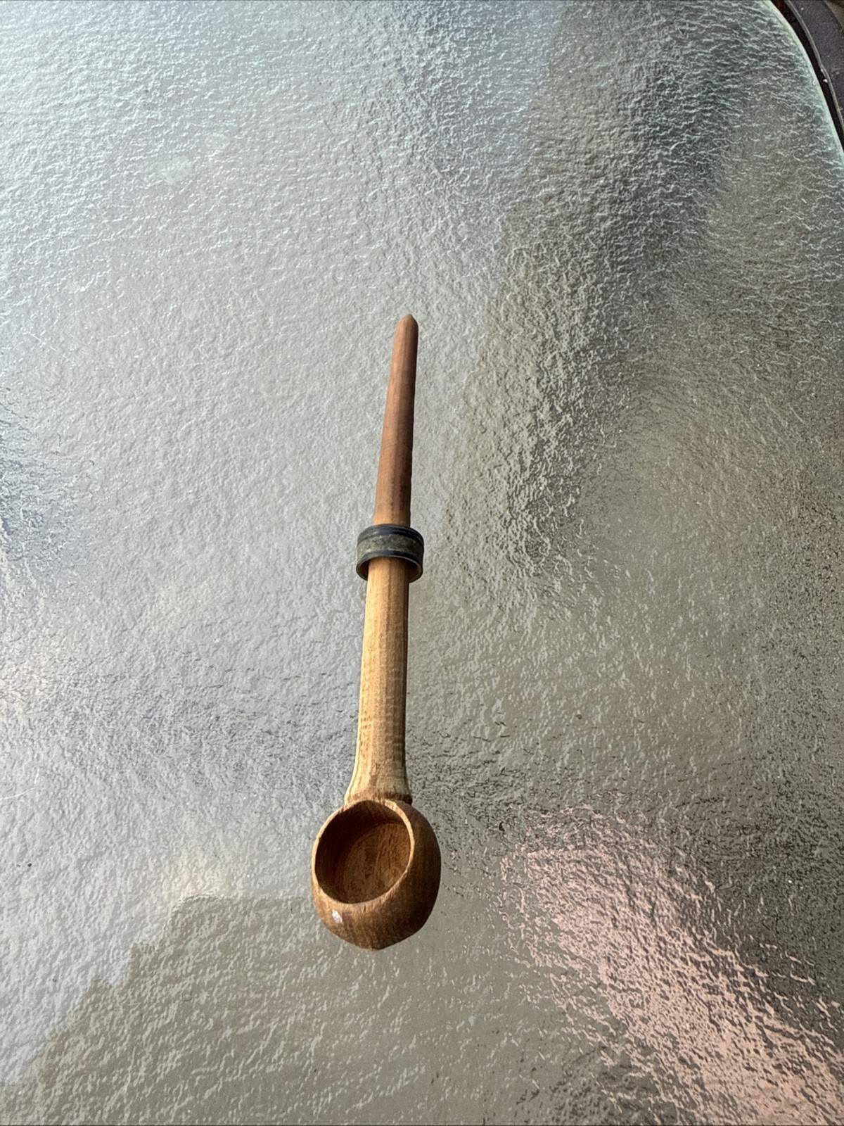 Early Primitive Small Size turned  Wood Wooden Salt Spoon