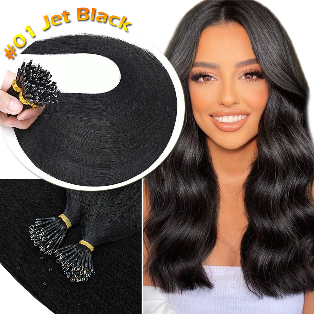 150PCS THICK 100% Remy Human Hair Extensions Nano Ring Tip Micro Loop Beads 150G