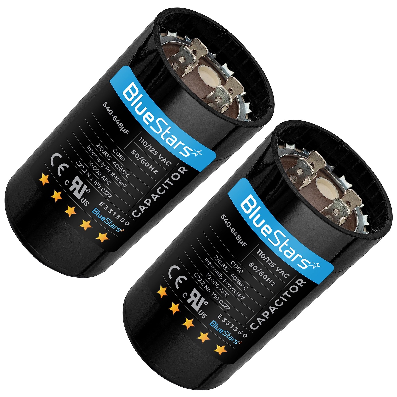 2 Packs 540-648 uf/MFD 110-125 VAC Volt Run Round Start Capacitor ±20% Part -...
