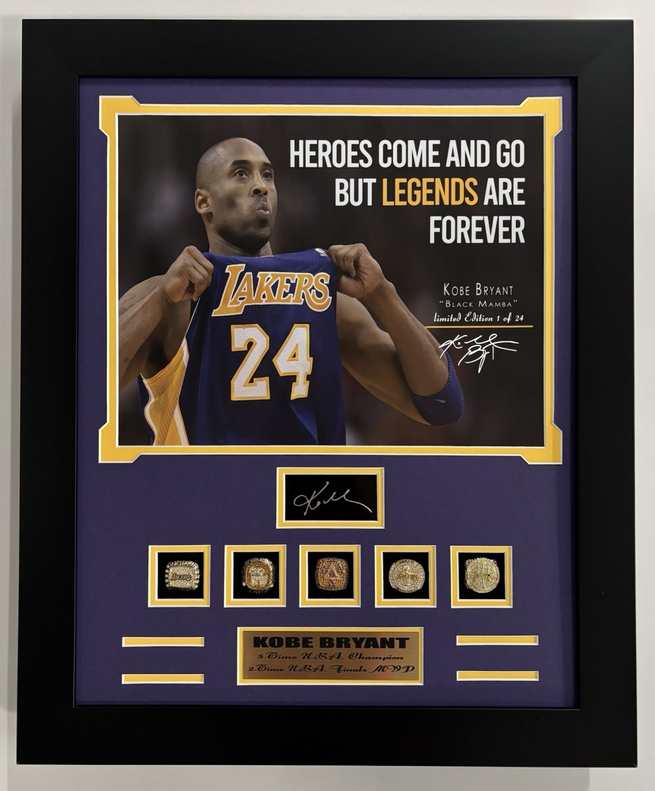 Kobe Bryant Limited Edition Rings Frame
