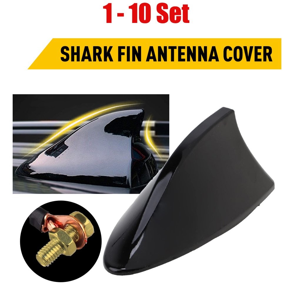 1-10X Universal Shark Fin Antenna Car Trim Cover Radio AM FM Signal Black Aerial