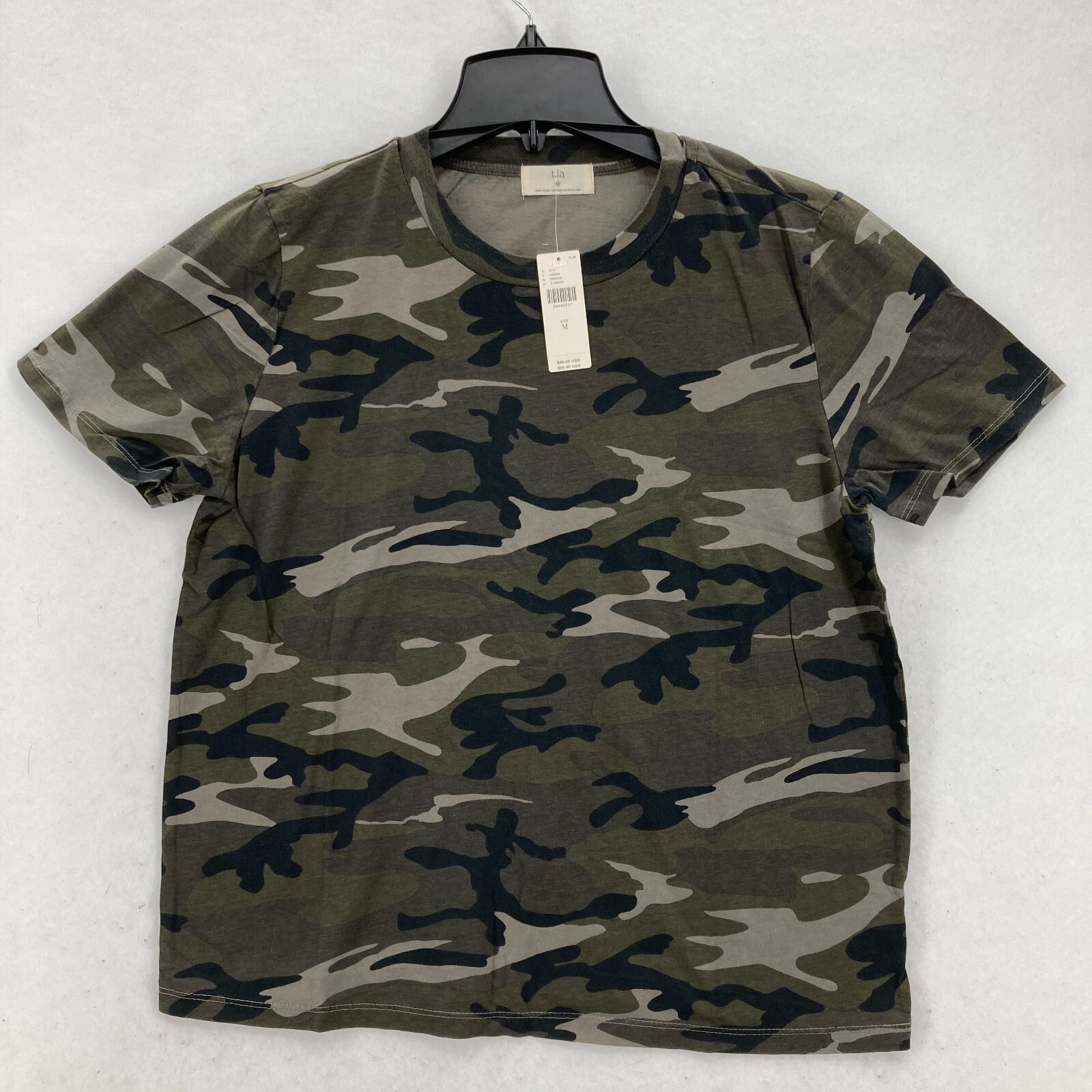 Anthropologie T.LA Camouflage T-Shirt Medium Green Camo Crew Neck Minimalist NWT