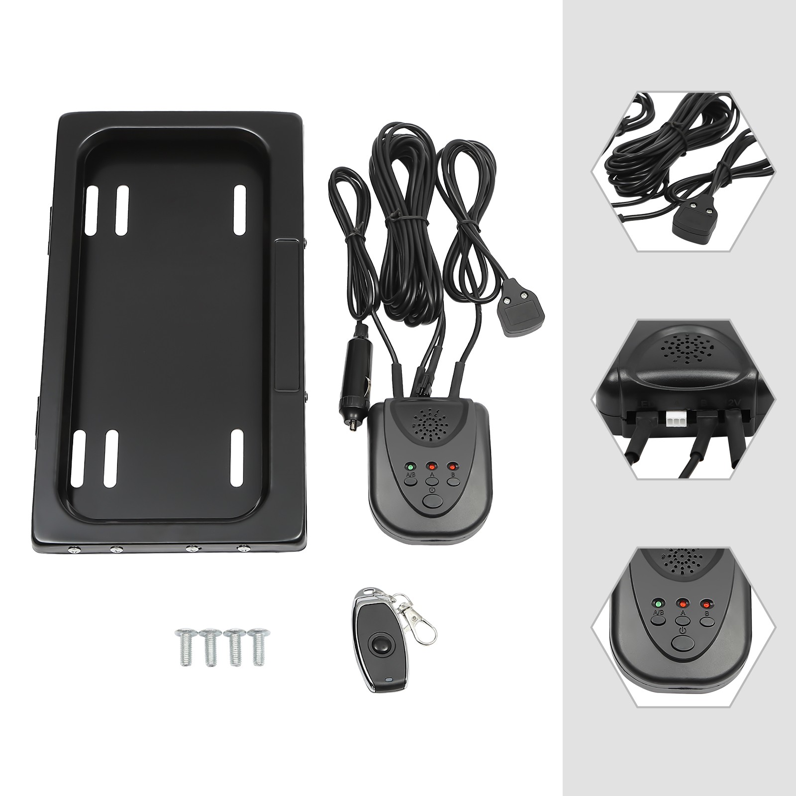 Electric License Plate Frame, US Universal Pull-Down Holder W/ Remote(Black)