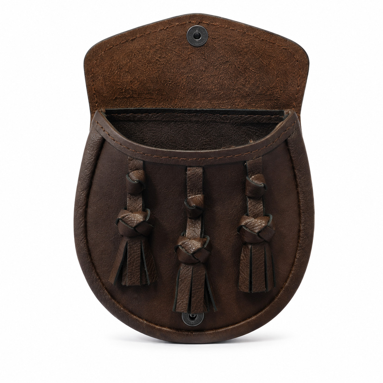 Scottish Leather Brown Handmade Kilt Sporran| With 3 Tassels And Chain Belt Scottish Leather Brown Handmade Kilt Sporran| With 3 Tassels And Chain Belt