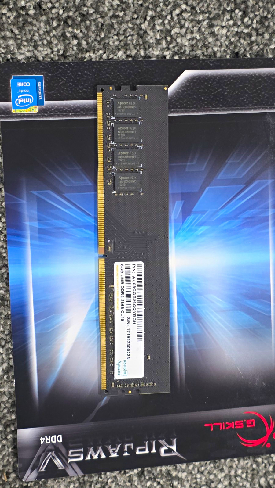 Apacer 8GB (1x8GB) DDR4-2666 PC4-21300 288-Pin UDIMM CL19 RAM Apacer 8GB (1x8GB) DDR4-2666 PC4-21300 288-Pin UDIMM CL19 RAM