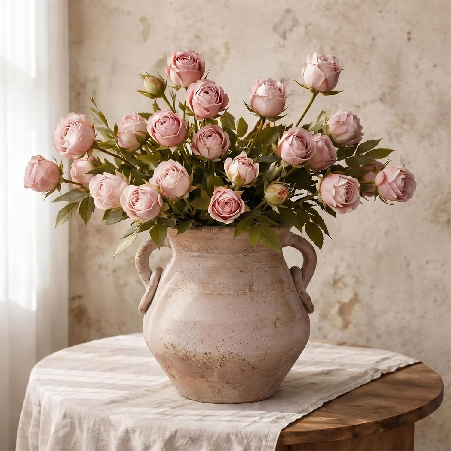 Ceramic Flower Vase 7.9 Inch Farmhouse Rustic Vase Decorative Pottery Terracotta