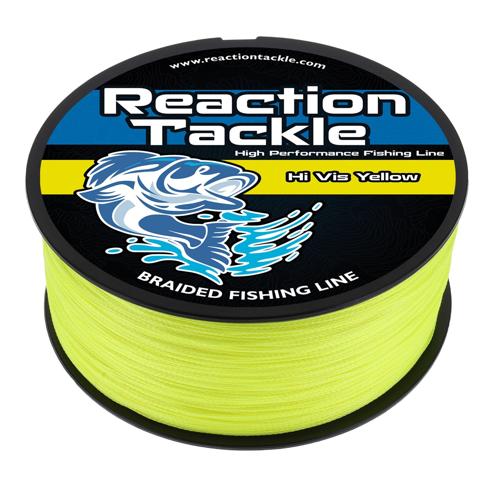 Reaction Tackle Braided Fishing Line Hi Vis Yellow 4 and 8 Strands PE