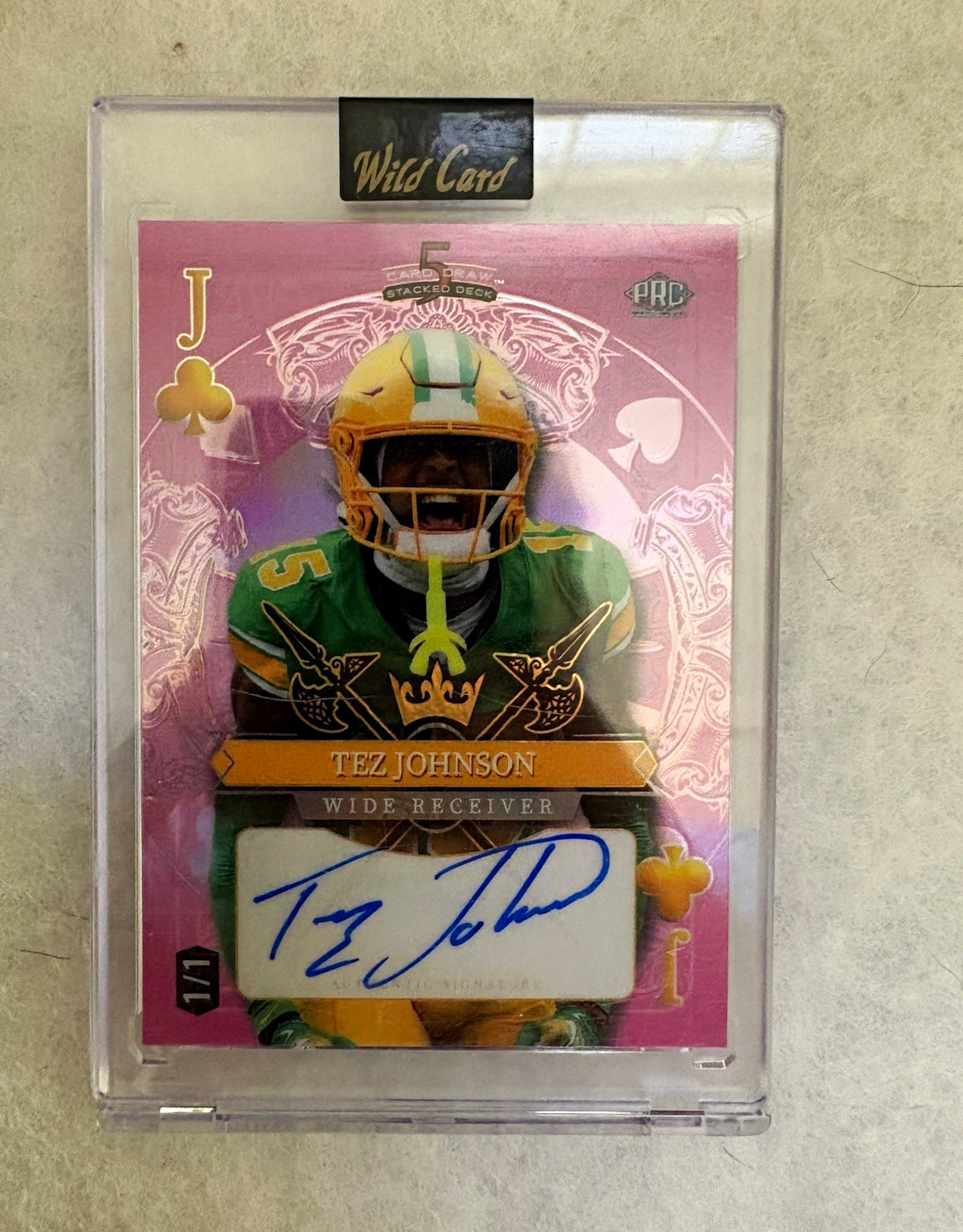 Wild Card 2024 5 Card Draw Stacked Deck Tez Johnson Oregon Ducks Auto 1/1 Wild Card 2024 5 Card Draw Stacked Deck Tez Johnson Oregon Ducks Auto 1/1