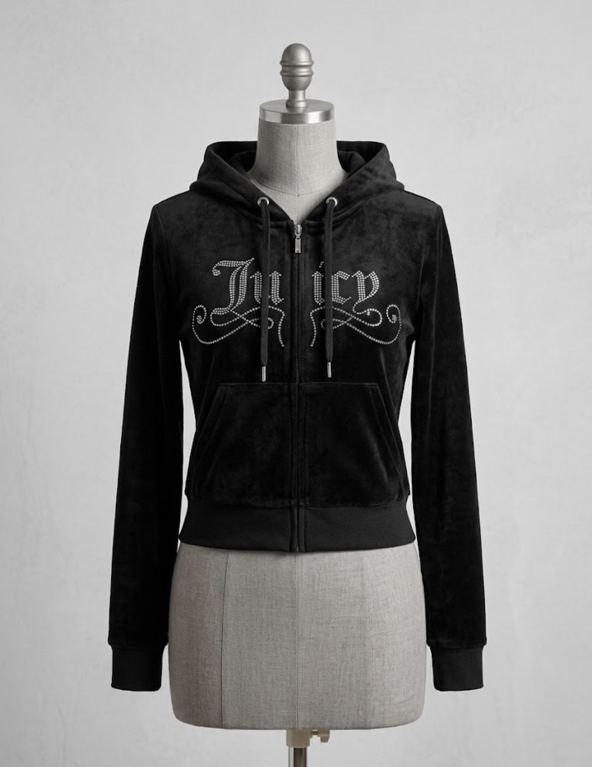 Juicy Couture Women’s Gray Velour Full Zip Hooded Logo Hoodie Pockets S Juicy Couture Women’s Gray Velour Full Zip Hooded Logo Hoodie Pockets S