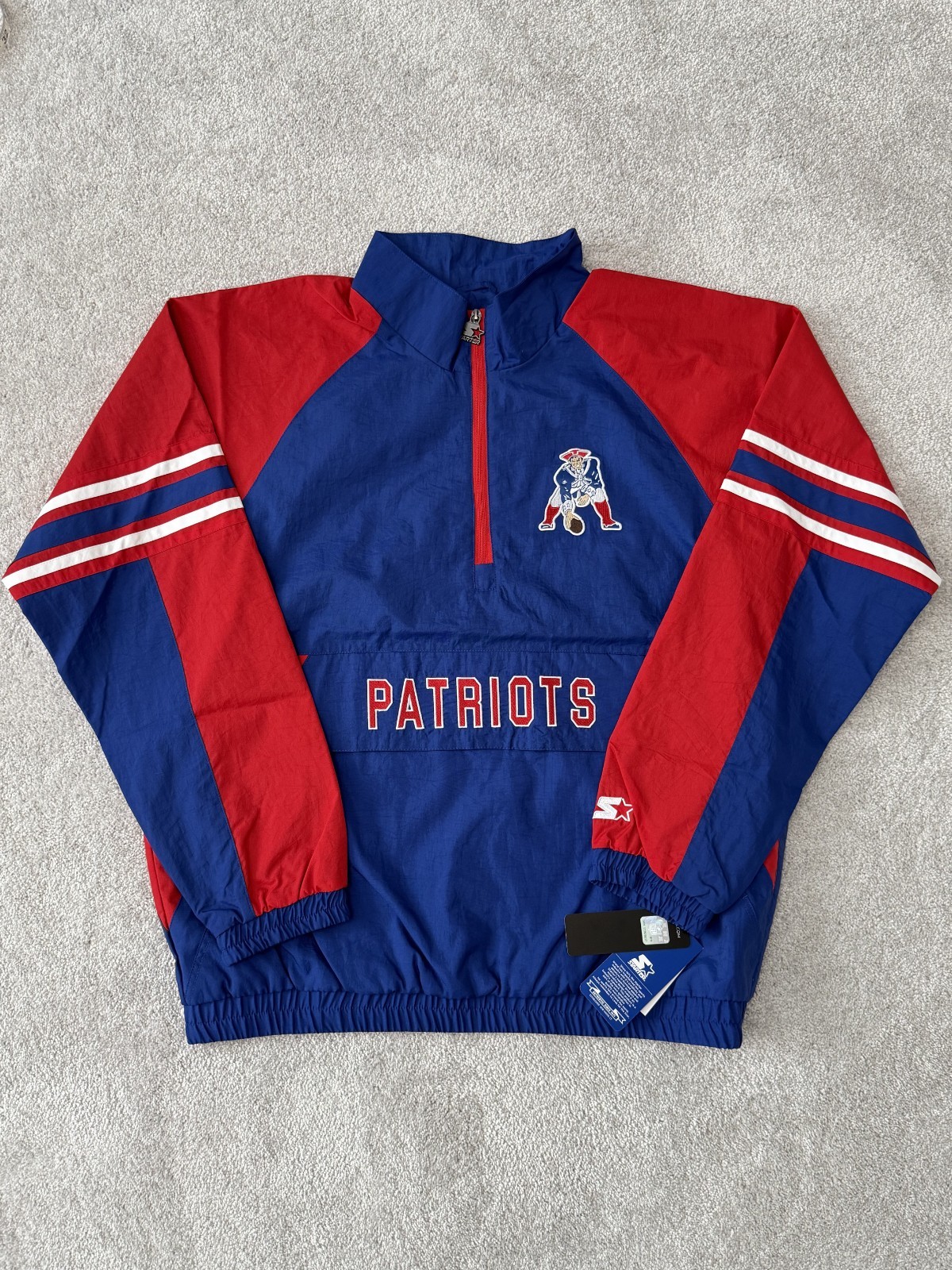 NWT Men's XL Starter New England Patriots Throwback 1/4 Zip Windbreaker Jacket NWT Men's XL Starter New England Patriots Throwback 1/4 Zip Windbreaker Jacket