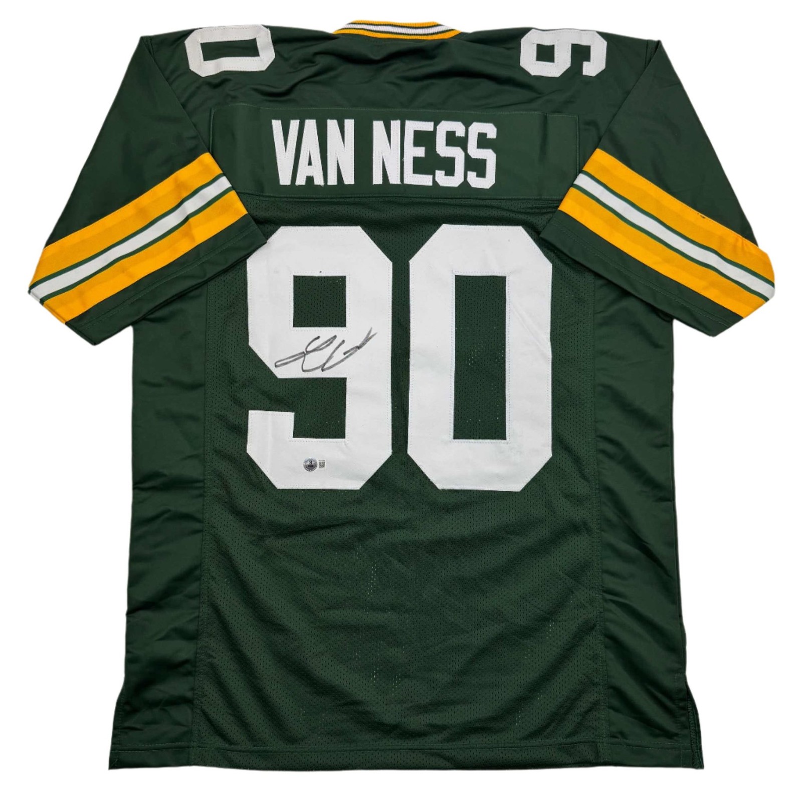 Autographed/Signed Lukas Van Ness Green Bay Green Jersey Beckett BAS COA