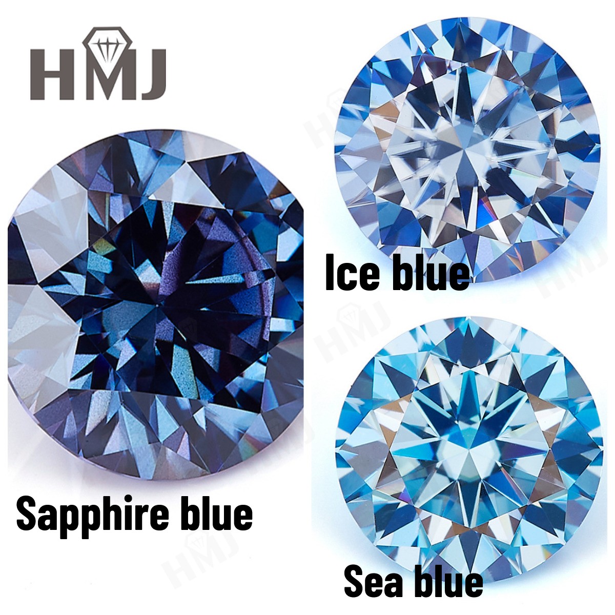 Blue 3-10mm Loose Moissanite Stone Round Real Gem Jewelry Making GRA Certified