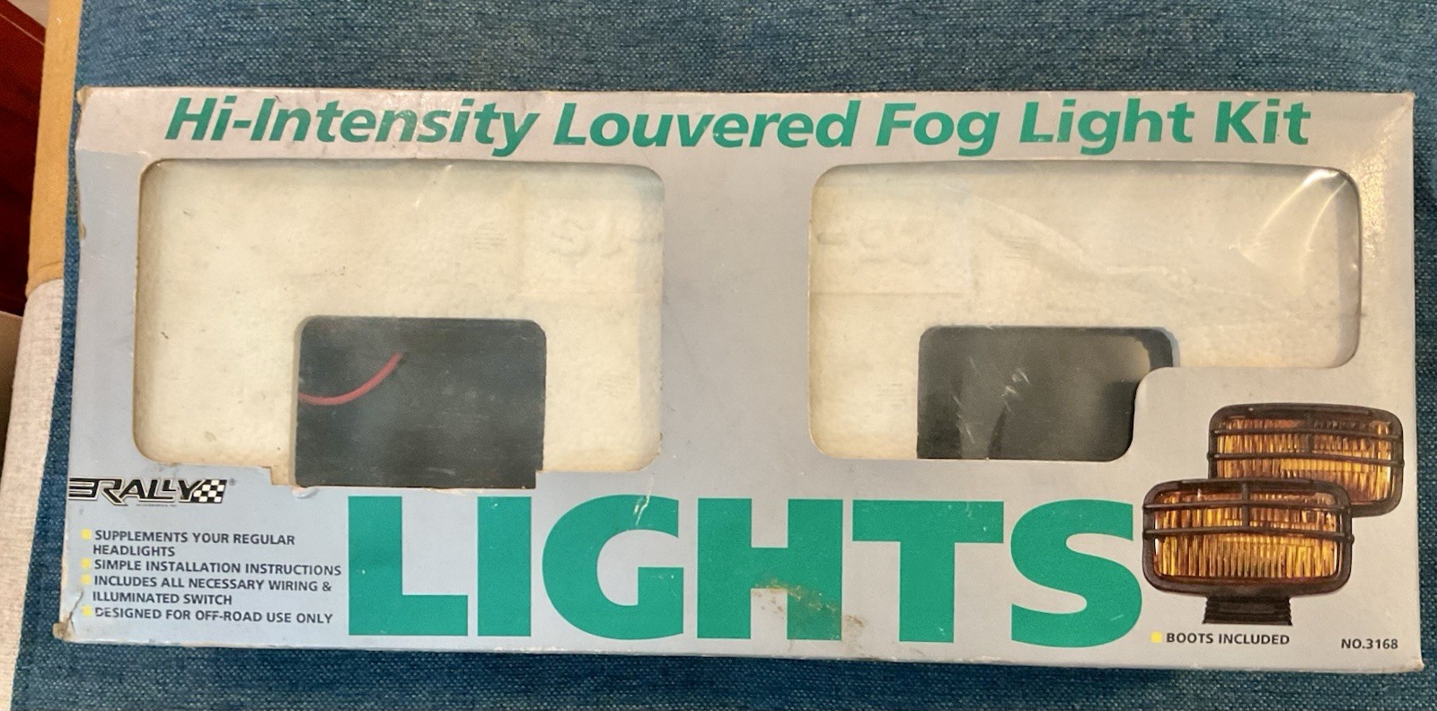 Vintage 1991 Rally Hi-Intensity Louvered Fog Light Set - black housings - NOS