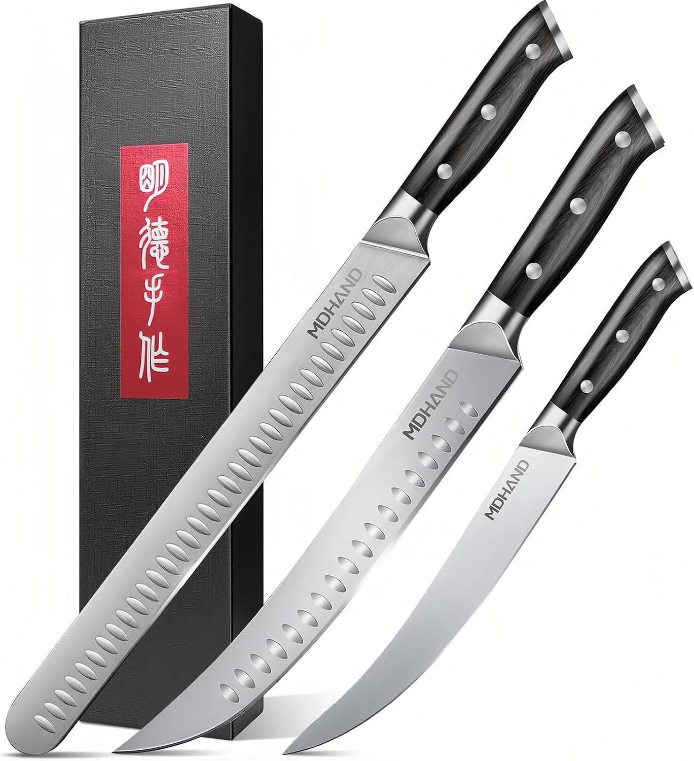 3PCS Carving Slicing Knife Japanese High Carbon Steel Brisket Knife Razor Sharp