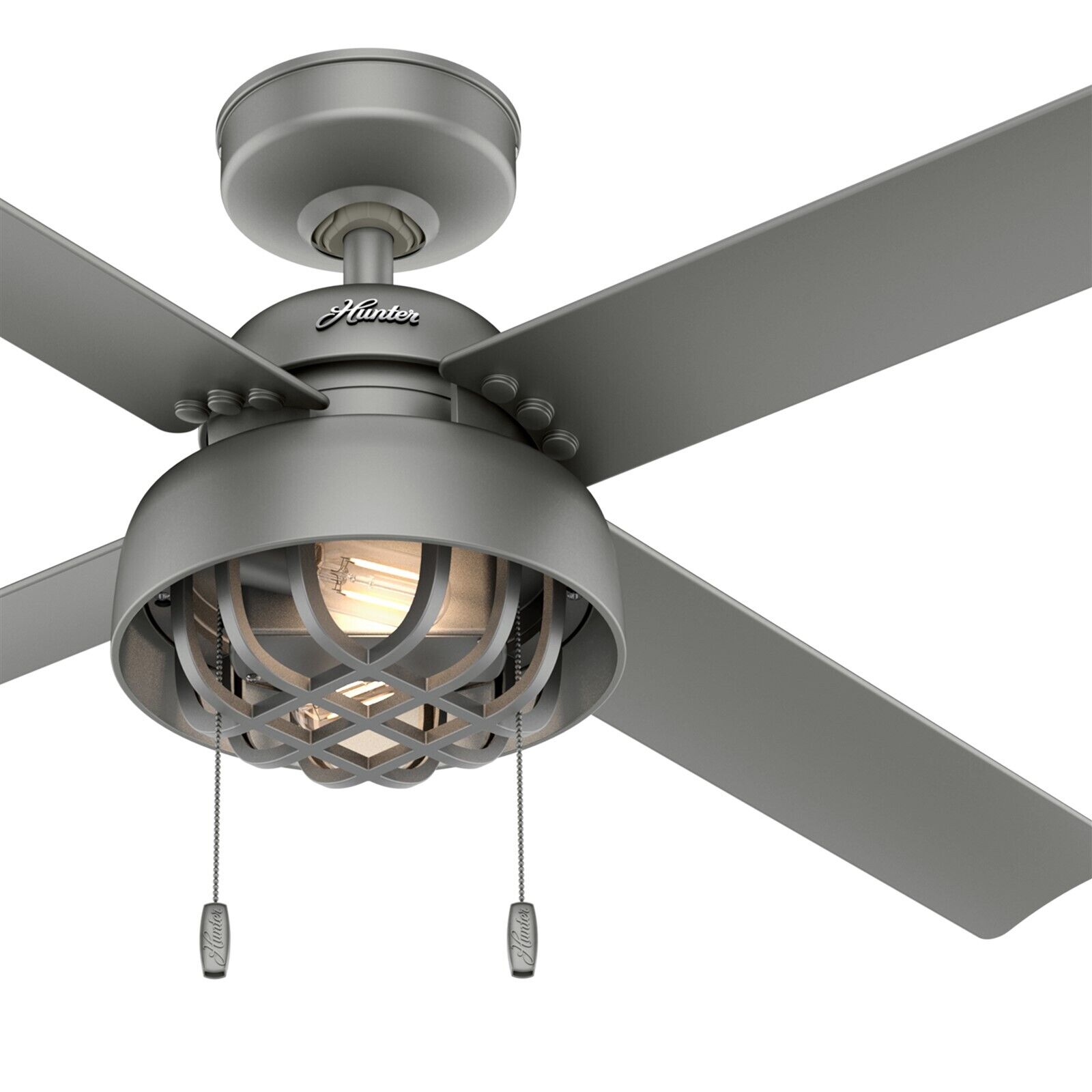 Hunter Fan 52 inch Matte Silver Casual Ceiling Fan with Light Kit and Pull Chain