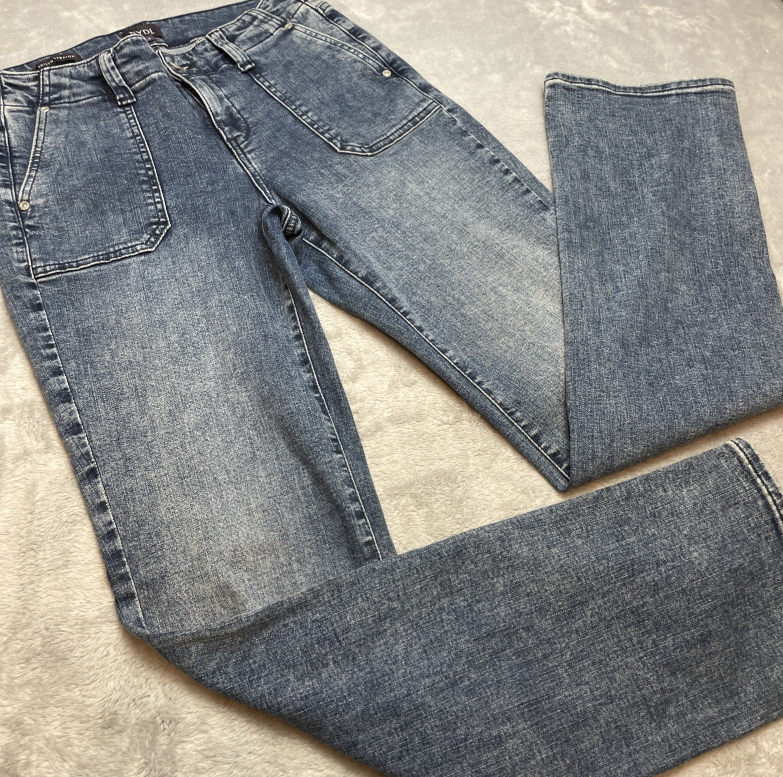 NYDJ Not Your Daughters Womens Marilyn Straight Jeans Size 4 Blue Patch Pockets