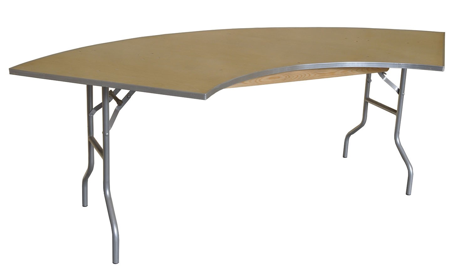 7.25 ft Wood Serpentine Table Semi Circle Banquet Trade Show Wedding Event