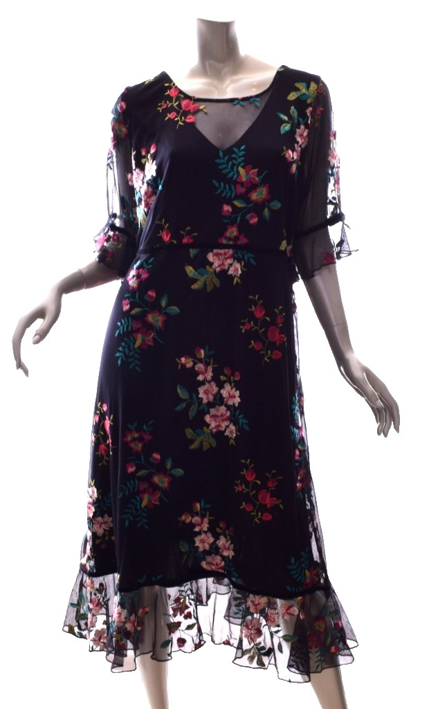 Kiyonna Cocktail Party Dress Wildflower Style Embroidered Floral Size XL NWOT