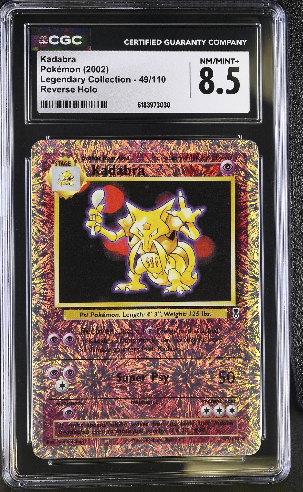 CGC 8.5 NM/MINT+ Kadabra 49/110 Legendary (Collection) Reverse Holo Pokemon Card CGC 8.5 NM/MINT+ Kadabra 49/110 Legendary (Collection) Reverse Holo Pokemon Card