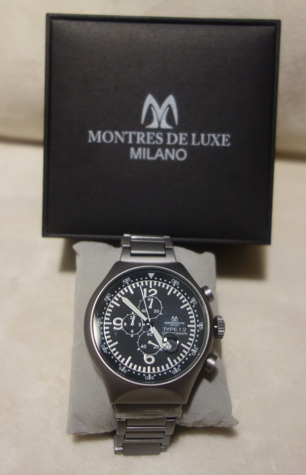 Montres De Luxe Milano Men\'s Type 12 Black_Grey All-Aluminum Chrono watch NEW Montres De Luxe Milano Men\'s Type 12 Black_Grey All-Aluminum Chrono watch NEW