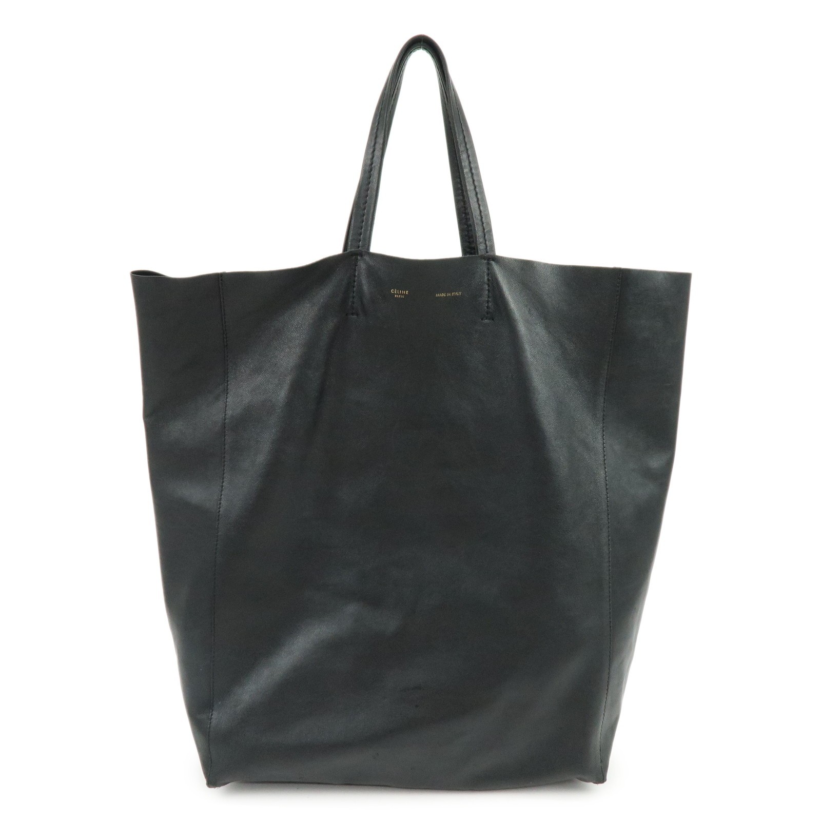 CELINE Horizontal Cabas Leather Tote Bag Hand Bag Black Authentic Used F/S