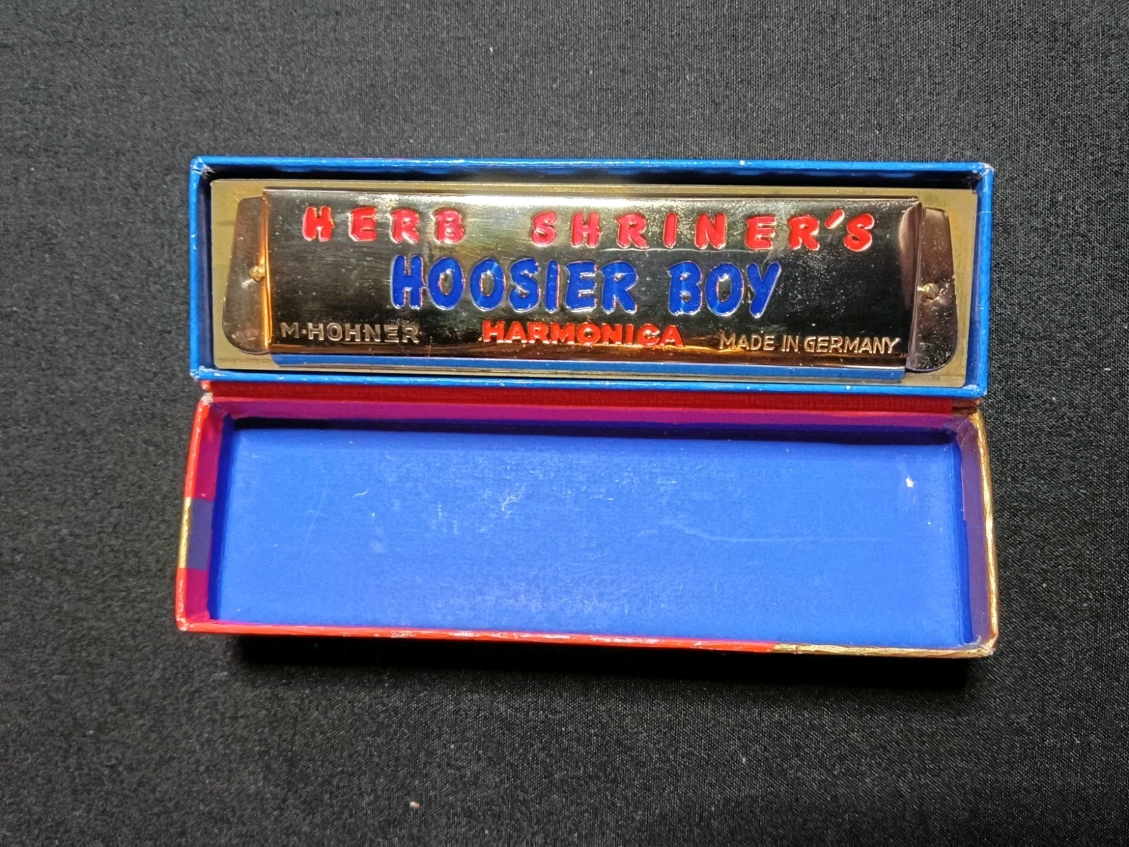 Vintage 1950s M. Hohner Herb Shriner Hoosier Boy Harmonica Pristine Mint W/ Box