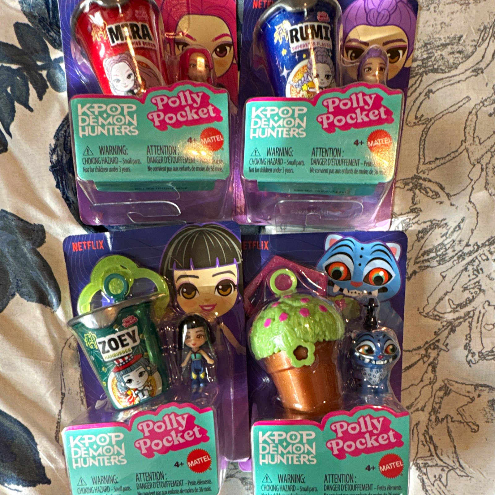 Mattel Polly Pocket KPOP Demon Hunters Figure Lot Mira Rumi Zoey set of 4 Mattel Polly Pocket KPOP Demon Hunters Figure Lot Mira Rumi Zoey set of 4