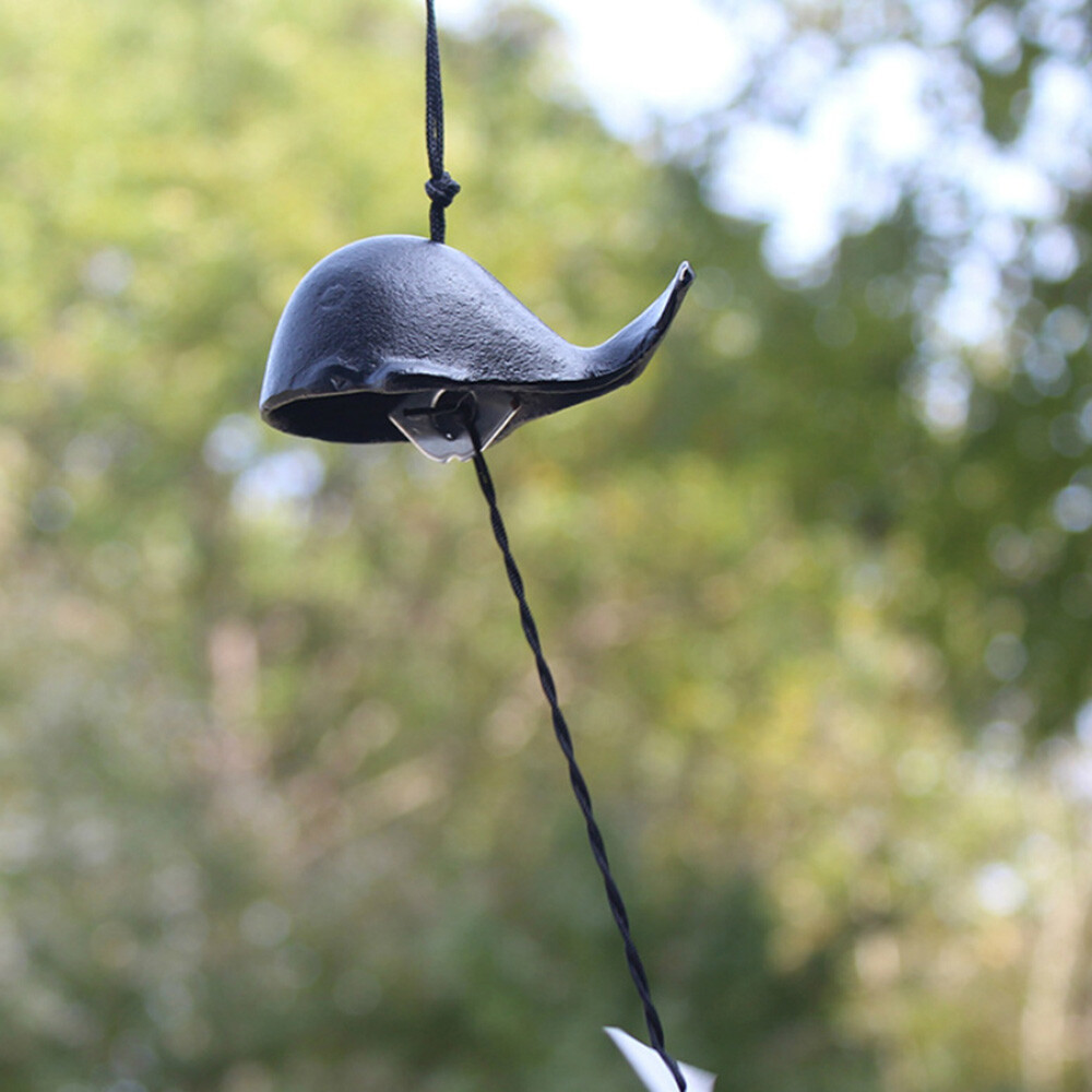 Iron Japanese Wind Chime, Whale, Black Iron Japanese Wind Chime, Whale, Black