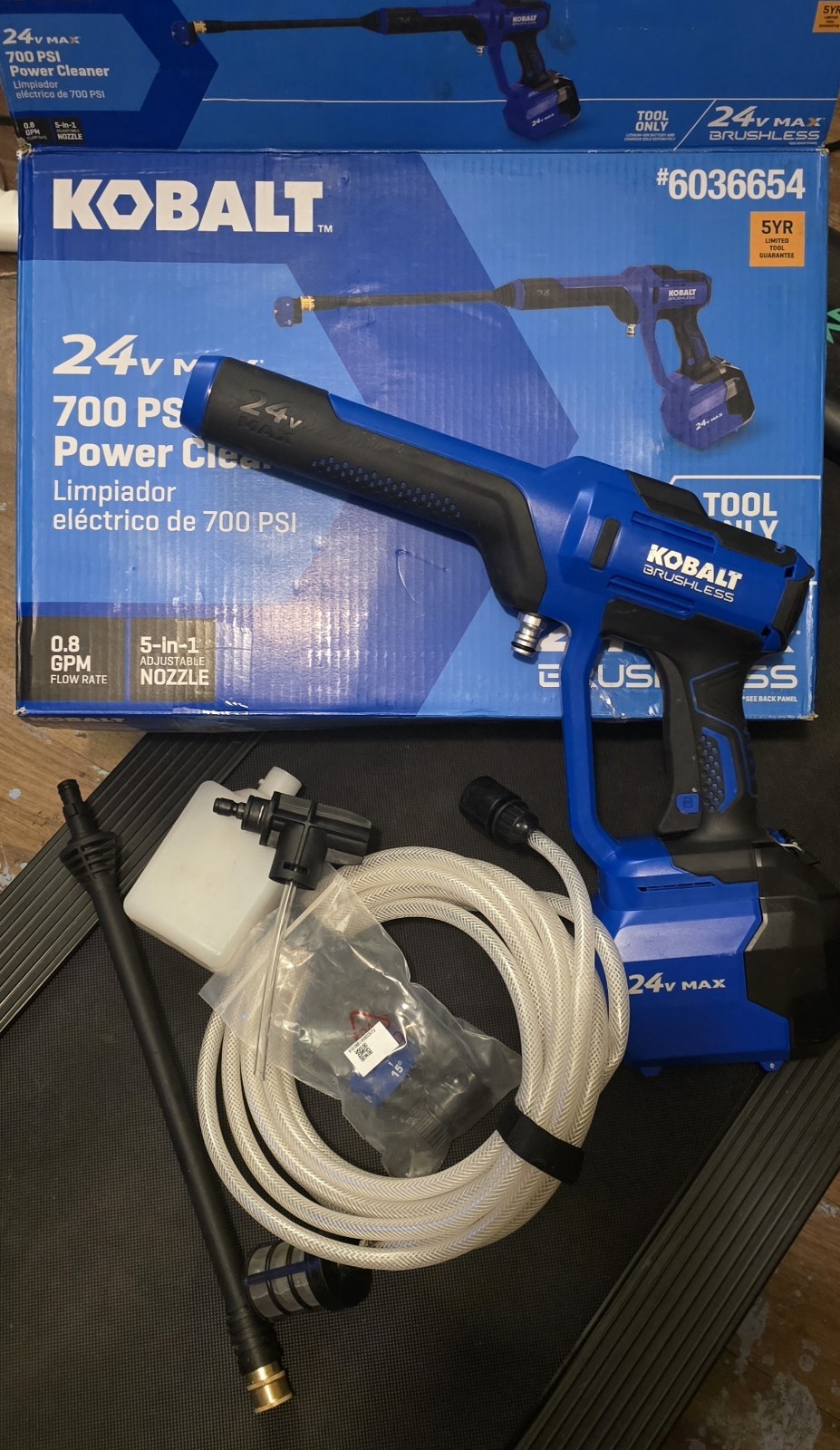 Kobalt 24V Max 700 PSI Brushless Power Cleaner w/ 5-in-1 Nozzle 6036654