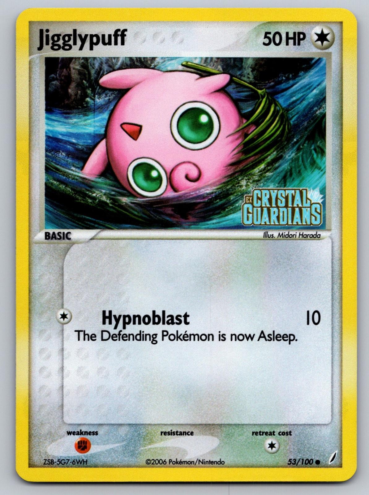 Jigglypuff 53/100 Common Crystal Guardians Pokemon Reverse Holo Near Mint