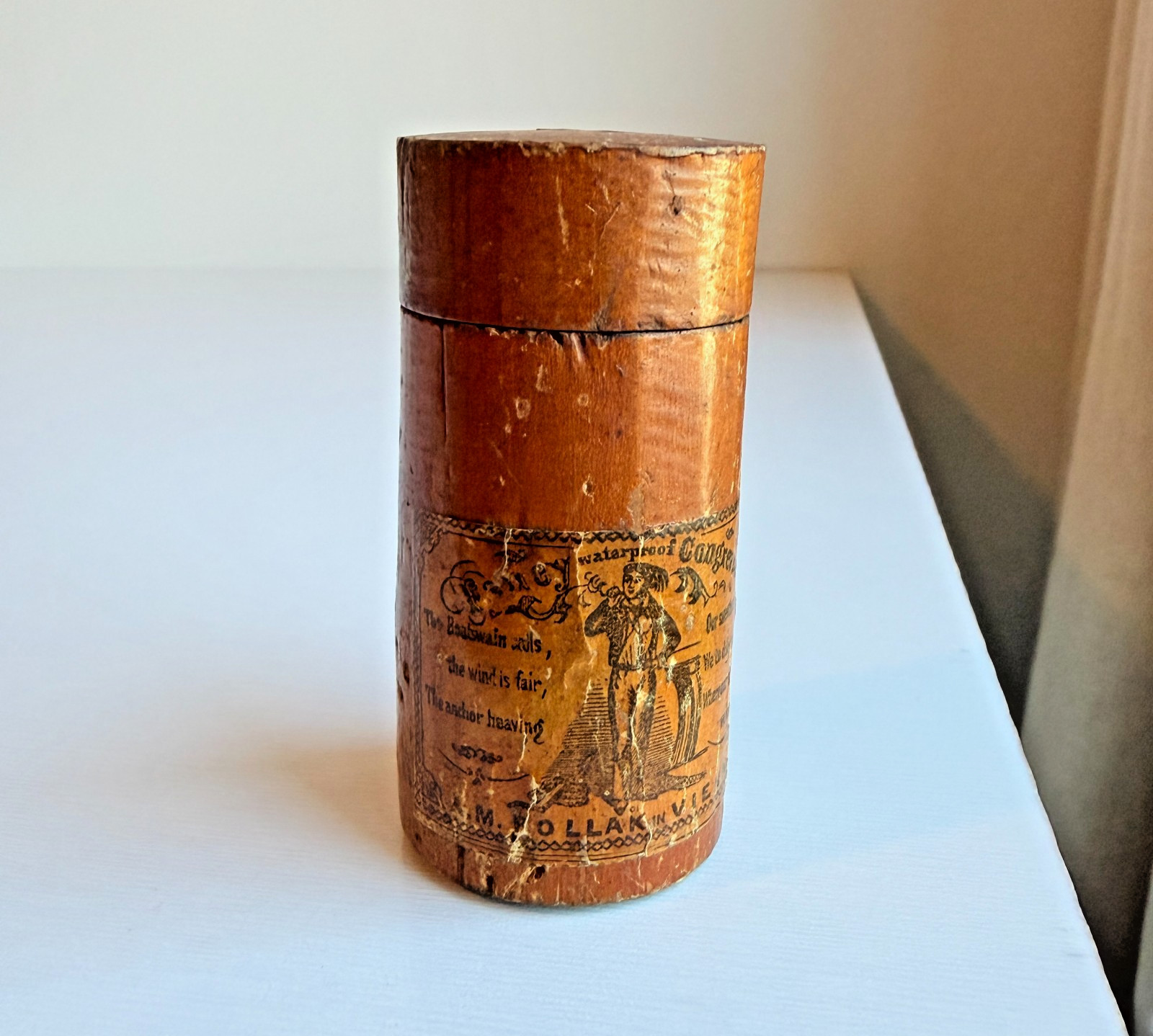 Antique 19th Century A.M. Pollak Vienna Wooden Match Case Congreves Tobacciana Antique 19th Century A.M. Pollak Vienna Wooden Match Case Congreves Tobacciana