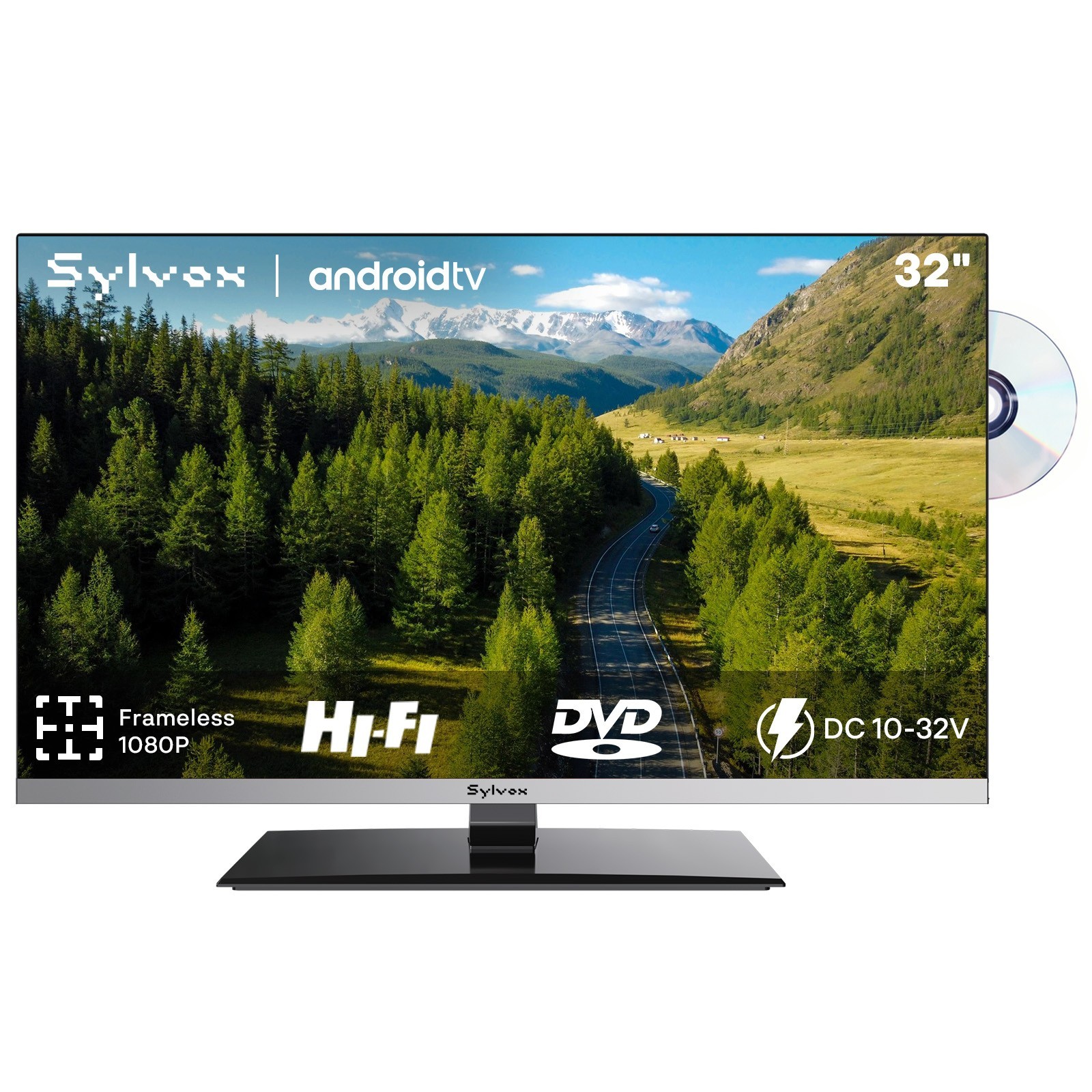 Sylvox 32in 12V RV TV Built In DVD Player 1080P ATSC Smart Android/Google TV US