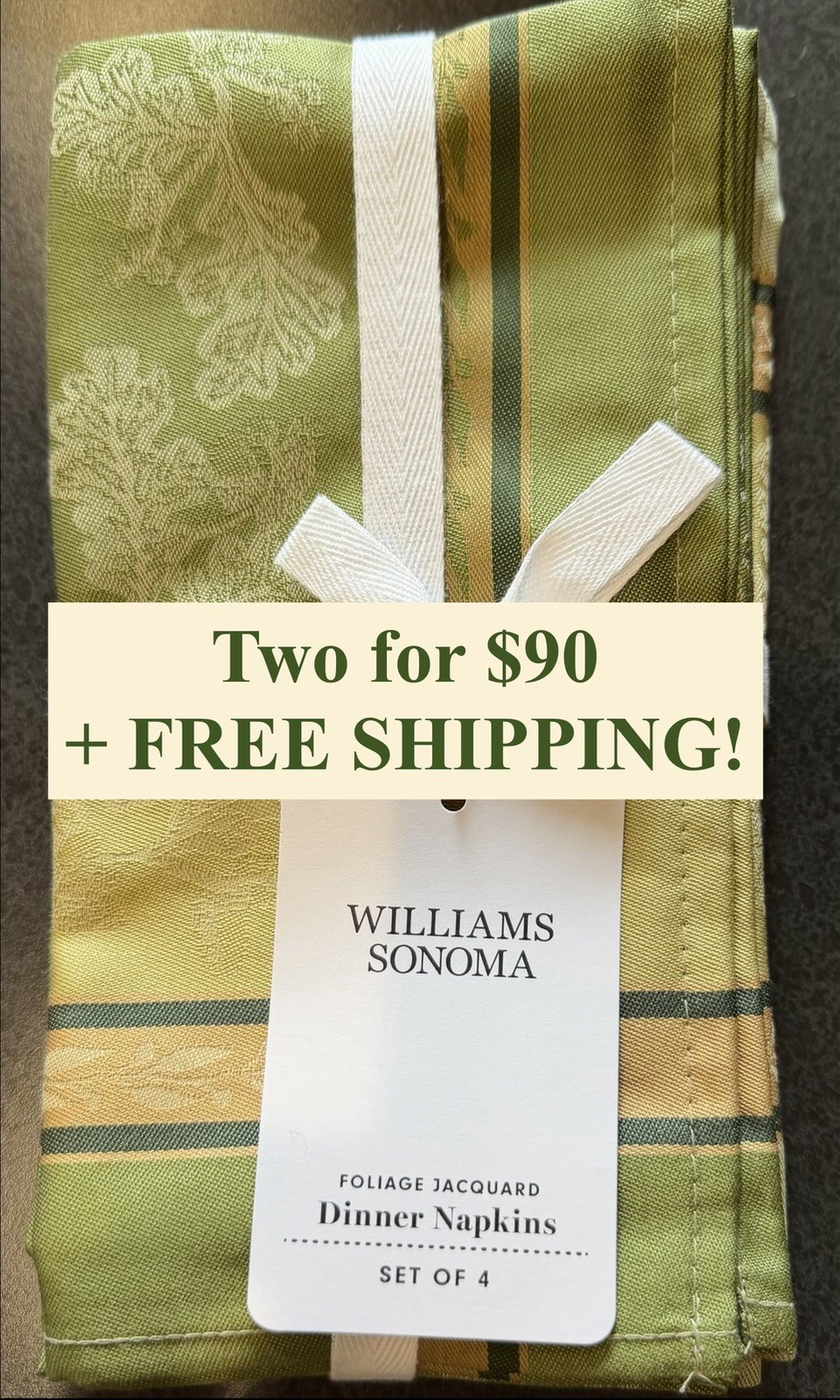 Williams Sonoma Foliage Jacquard Napkins S/4 (Sage/6096938)