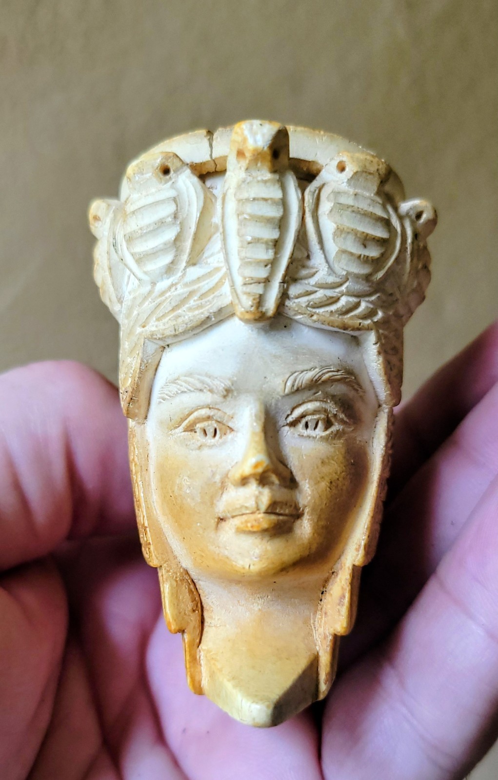 Vintage Carved Meerschaum Pipe Cleopatra Egyptian Queen 