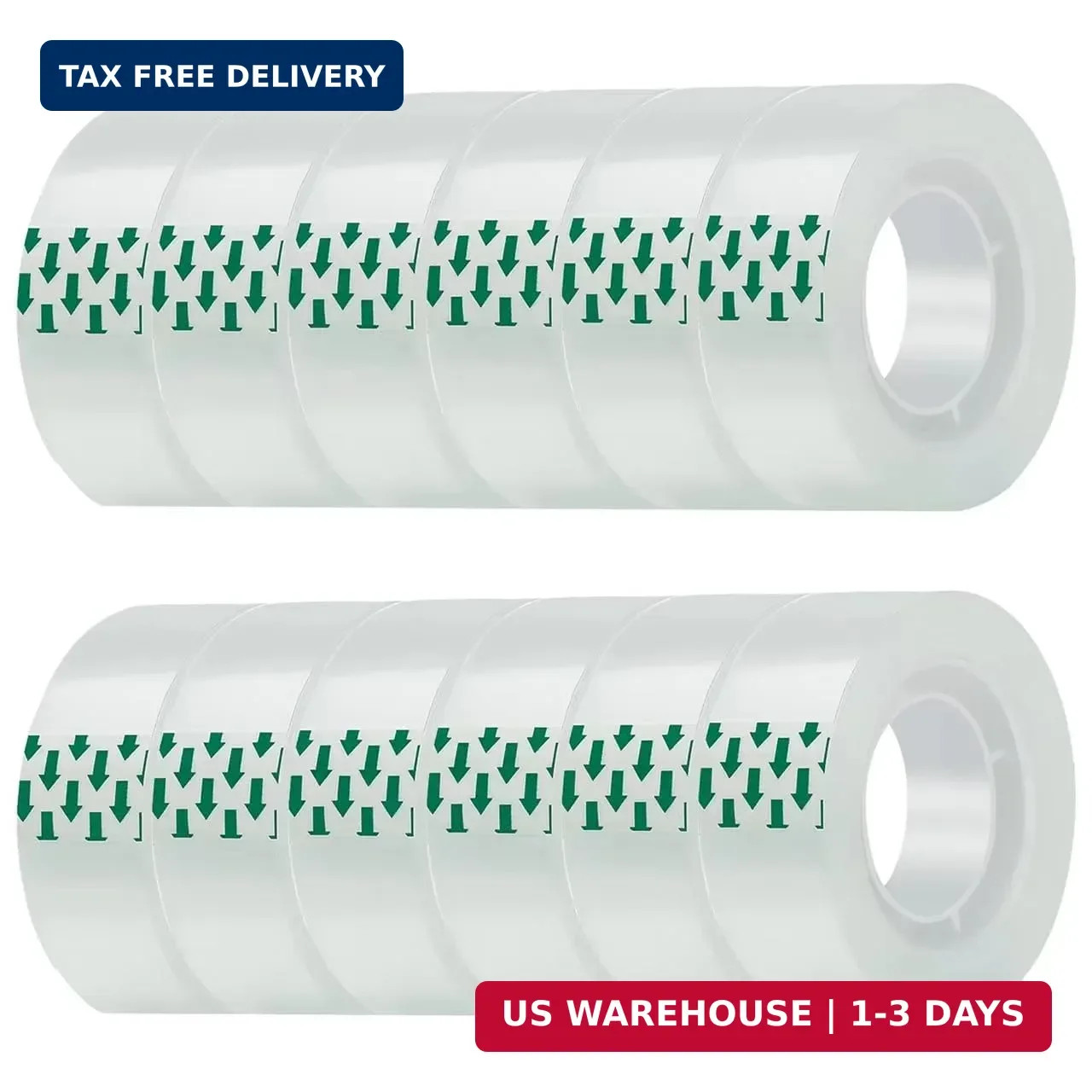 JACMD 12 Rolls Clear Transparent Tape Refills, 3/4 x 1000 inches, All-Purpose Gl