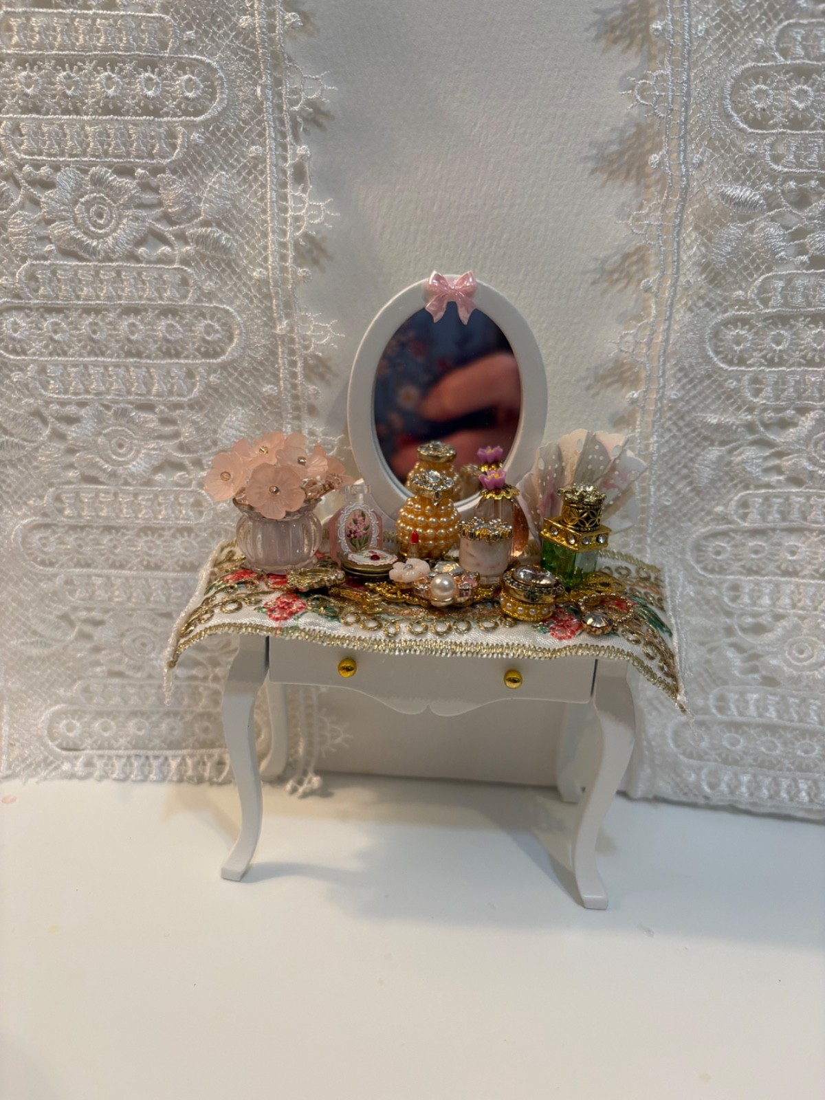 OOAK Artist Made Dollhouse Miniature Lady\'s Dresser  with Accessories  1:12