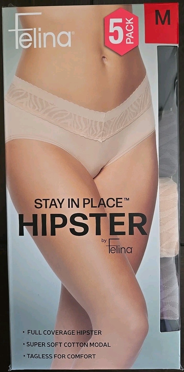🌟NEW🌟 Felina Women\'s 5-Pack Full Coverage Hipster Panties, MEDIUM, Multicolor