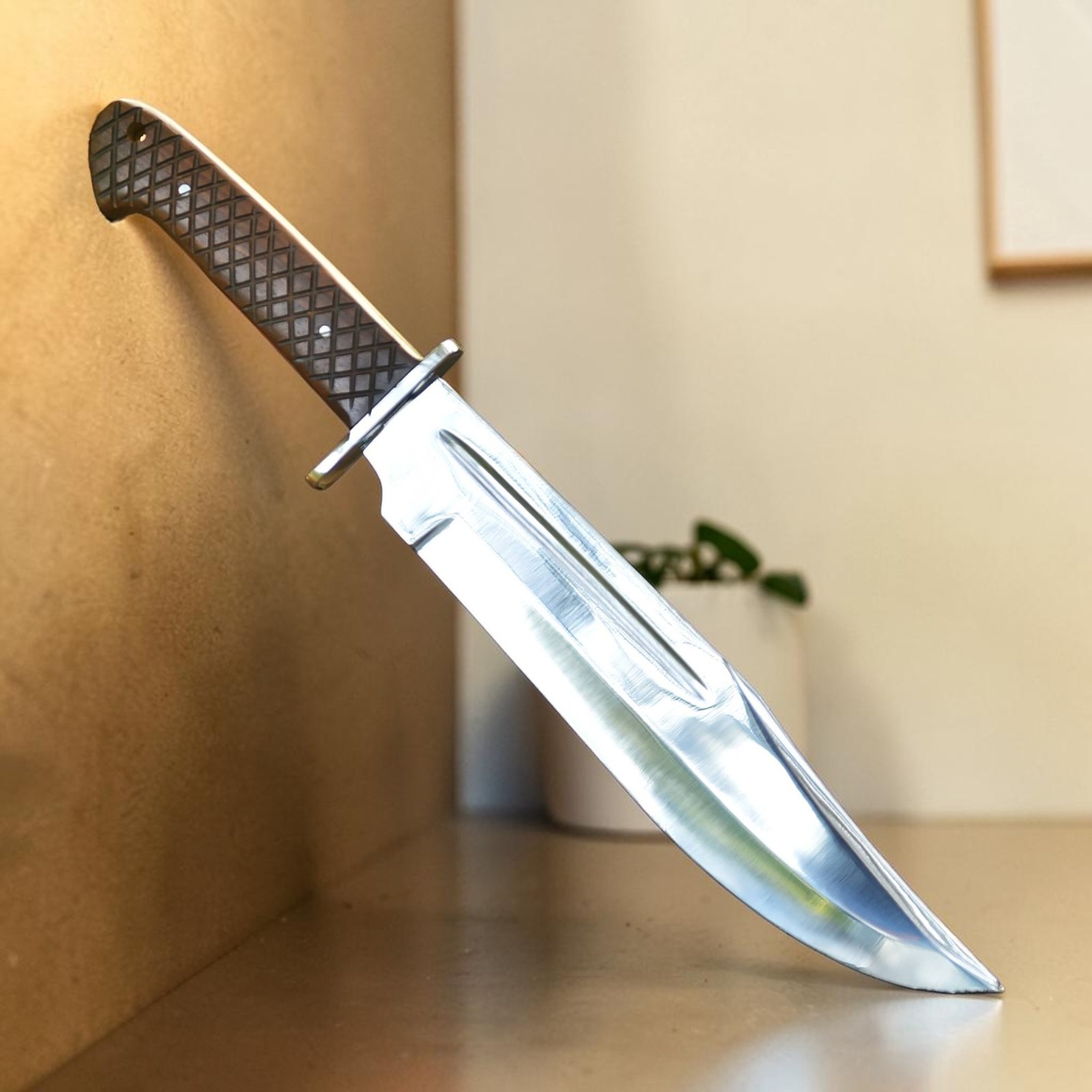 Custom Hand Made High Carbon Steel Hunting Bowie Knife With Leather Sheath UU 21 Custom Hand Made High Carbon Steel Hunting Bowie Knife With Leather Sheath UU 21