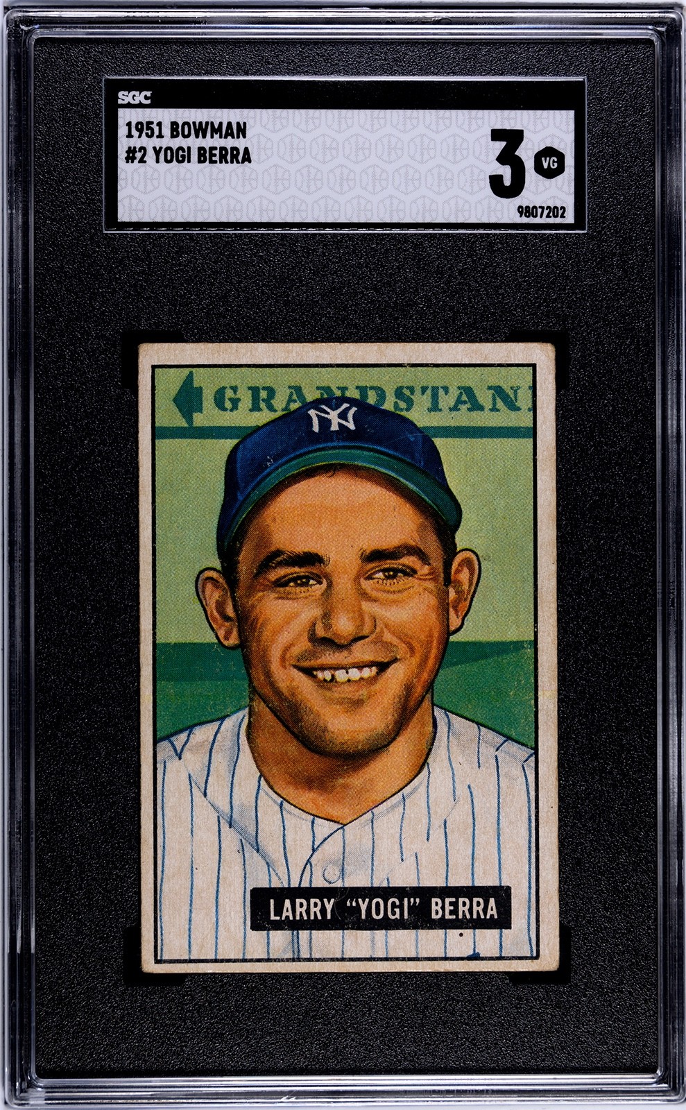 1951 Bowman #2 Yogi Berra SGC 3 Vintage Yankees HOF Baseball Card (7202) 1951 Bowman #2 Yogi Berra SGC 3 Vintage Yankees HOF Baseball Card (7202)