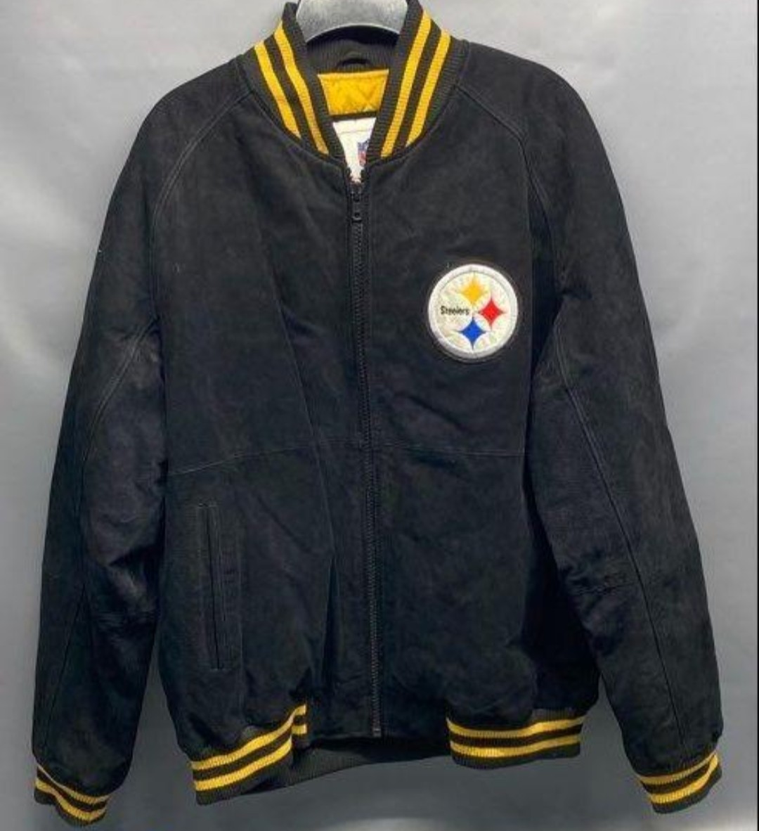 Vintage Pittsburgh Steelers 100% Leather Jacket XL NFL Bomber