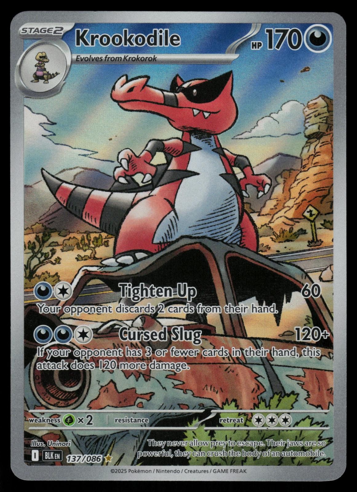 Krookodile 137/086 Illustration Rare - Pokemon Black Bolt Holo NM