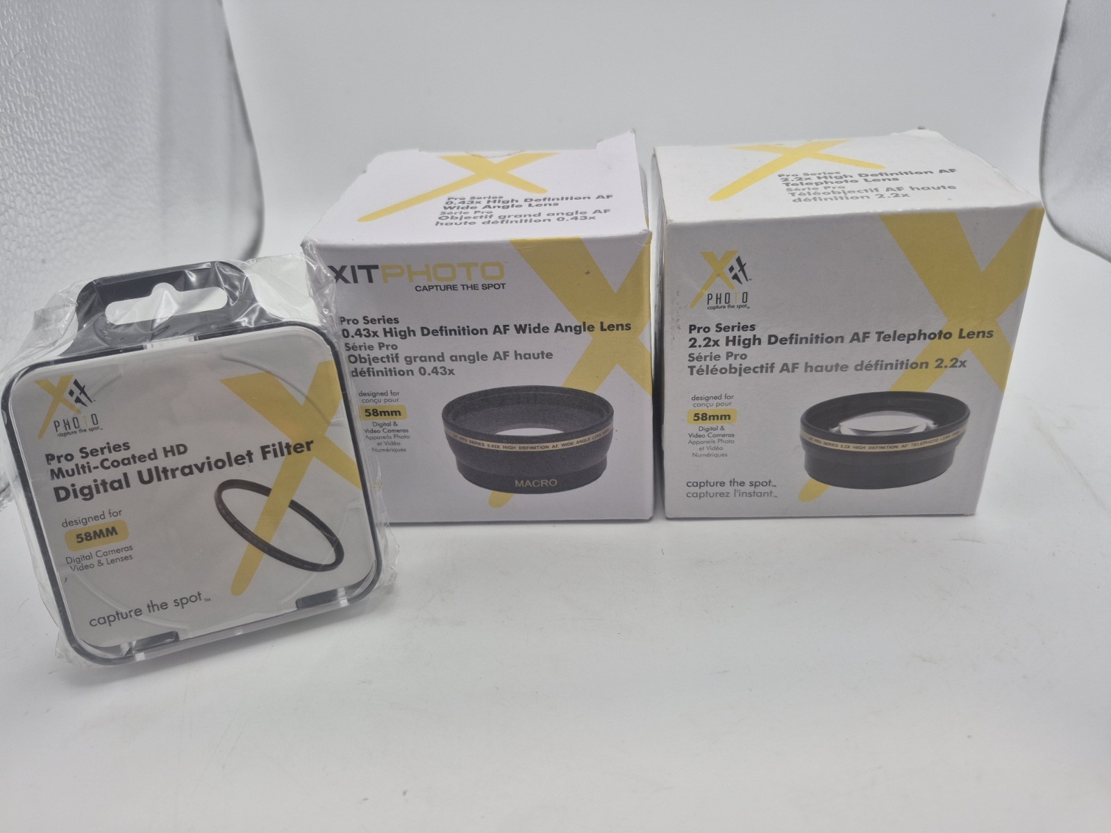 58mm XIT Pro HD 2.2x Telephoto + 0.43x HD Wide Angle Lens +HD Digital UV Filter