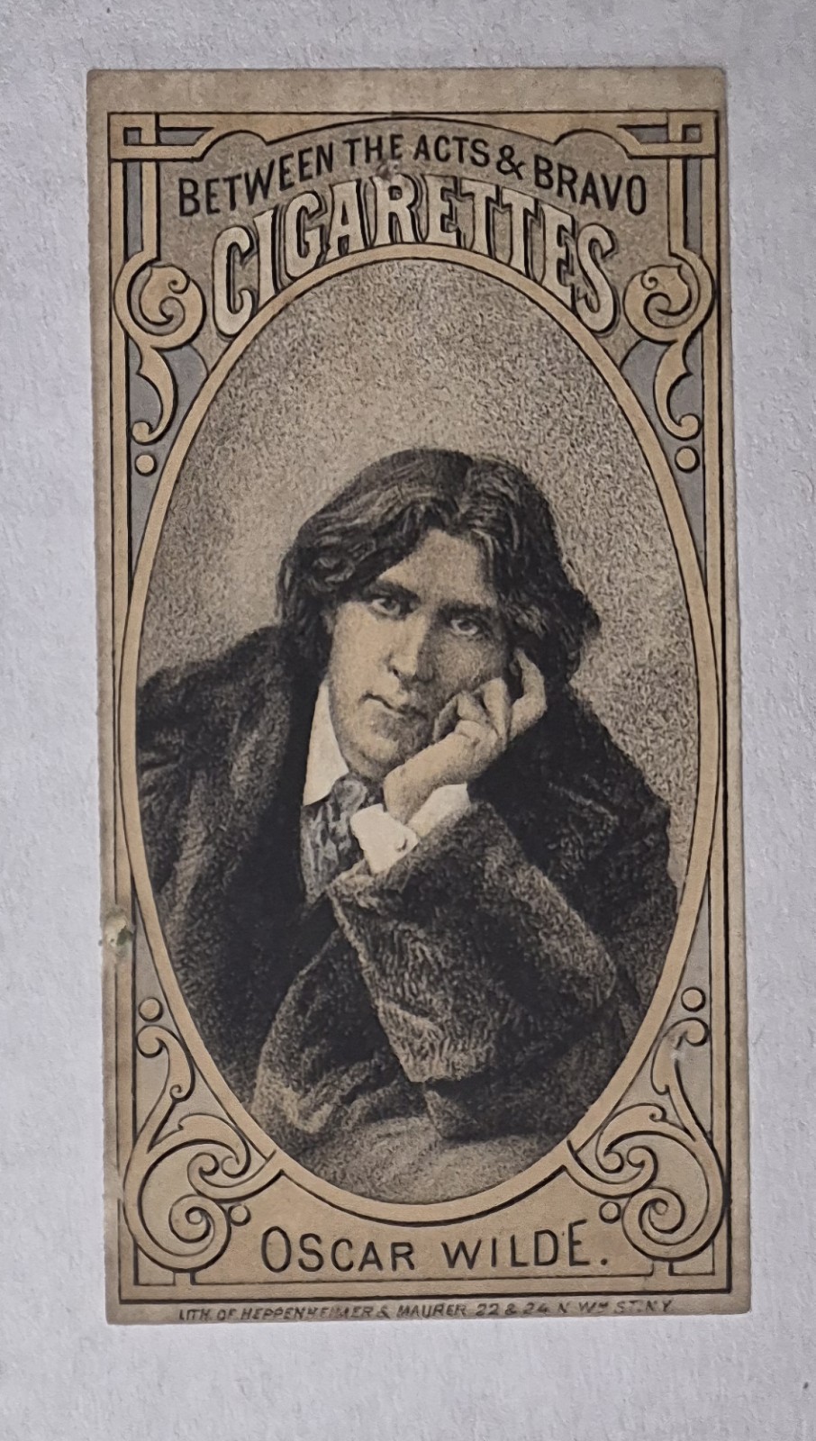 1880s Oscar Wilde Between the Acts & Bravo Cigarettes Tobacco Card Series N342 1880s Oscar Wilde Between the Acts & Bravo Cigarettes Tobacco Card Series N342