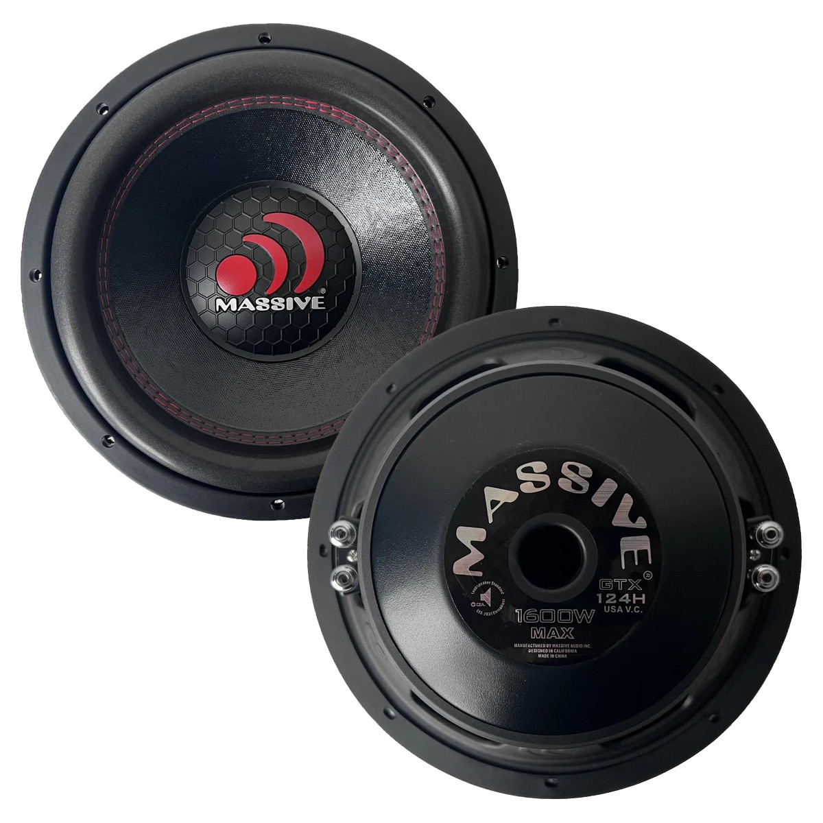 (2) MASSIVE AUDIO GTX124H 12” GTX SERIES DUAL 4-OHM SUBWOOFERS CAR SUBS (1 PAIR)