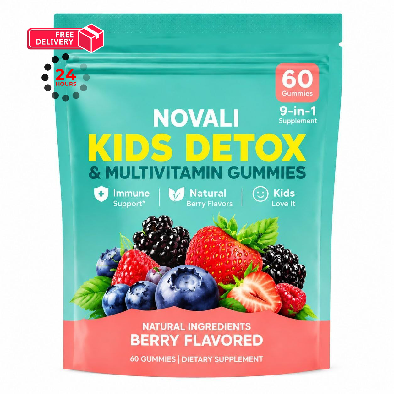 X.O. GOLD-888 Novali - Kids Detox & Multivitamin 60 Count (Pack of 1)